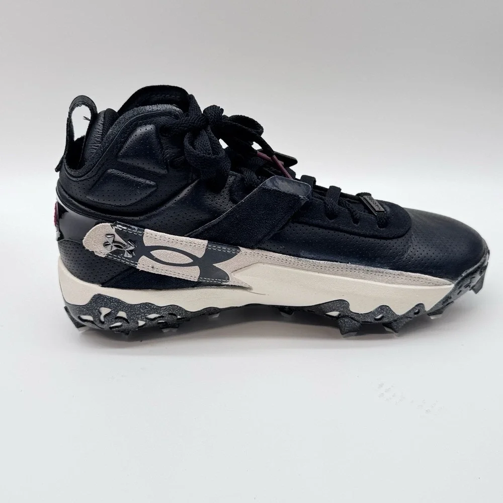 Size 8.5M- Under Armour Mens Harper 10 Pro Mid Baseball Cleats Shoes,Black/White